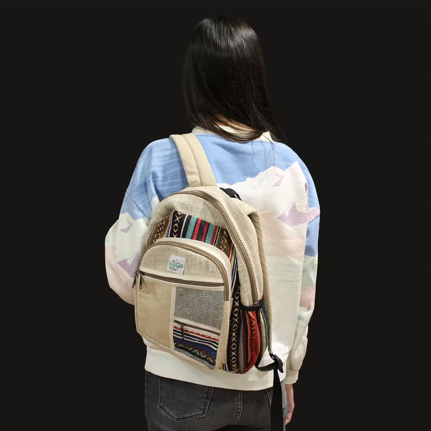 Eco-Friendly Hemp and Cotton Backpack - Zipped / Random Colour / Small