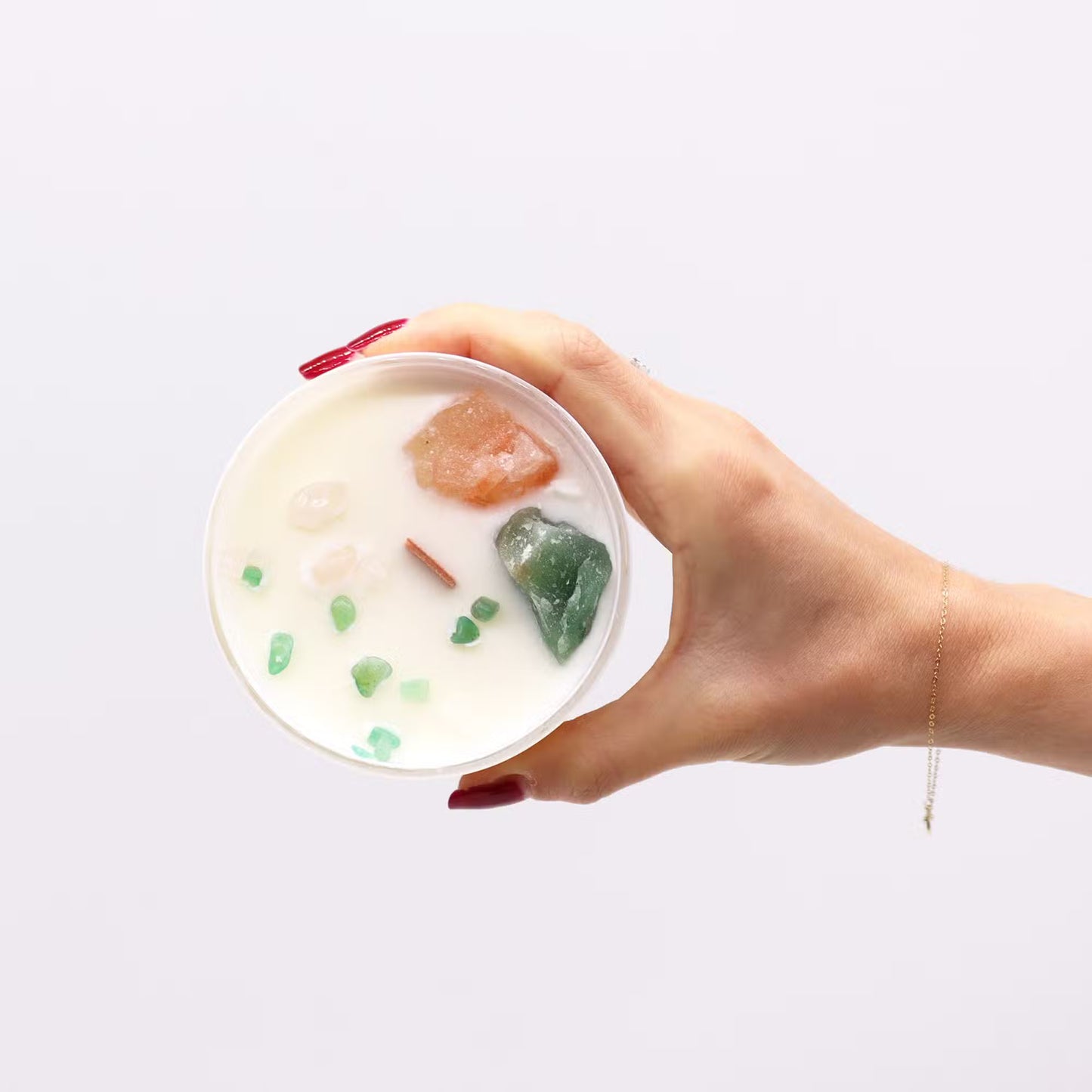 Scented Chakra Crystal and Eco-Friendly Soy Wax Candle - Heart Chakra