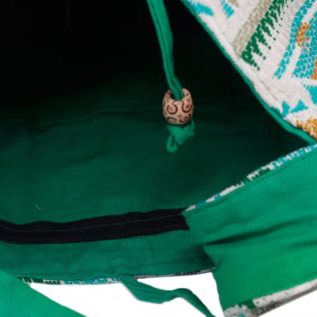 Kathmandu Cotton Cross-Body Bag - Midday / Green