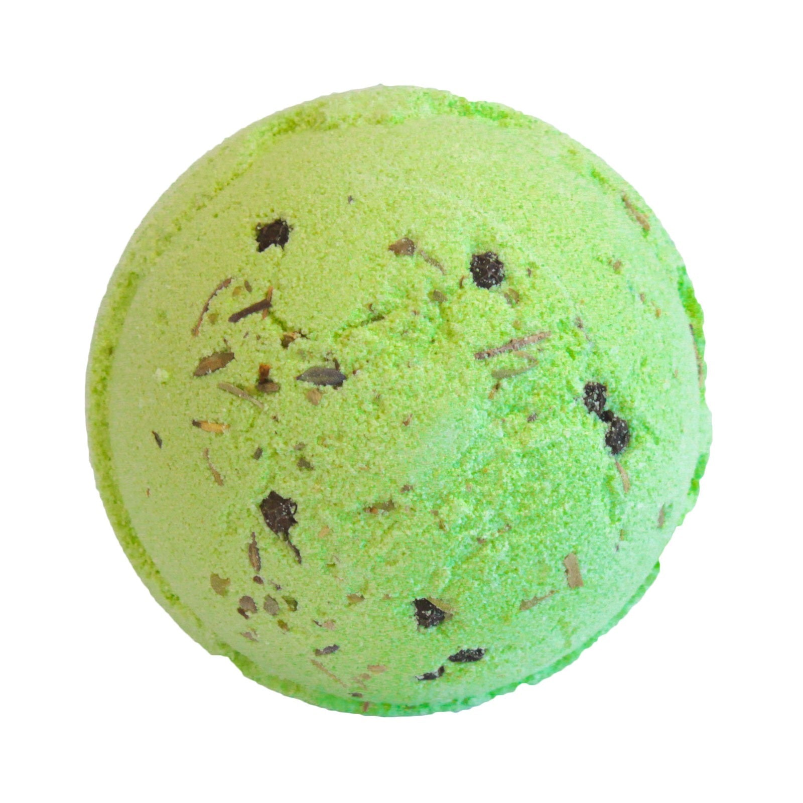 Set of Three Cocktail Bath Bombs - Gin and Tonic, bright green sphere scattered with dark botanical pieces by Quintessential Holistic Health Ltd