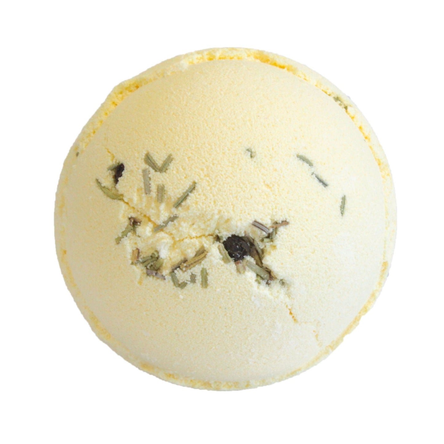 Set of Three Cocktail Bath Bombs - Gin and Tonic, pale yellow sphere with botanical pieces at the centre by Quintessential Holistic Health Ltd