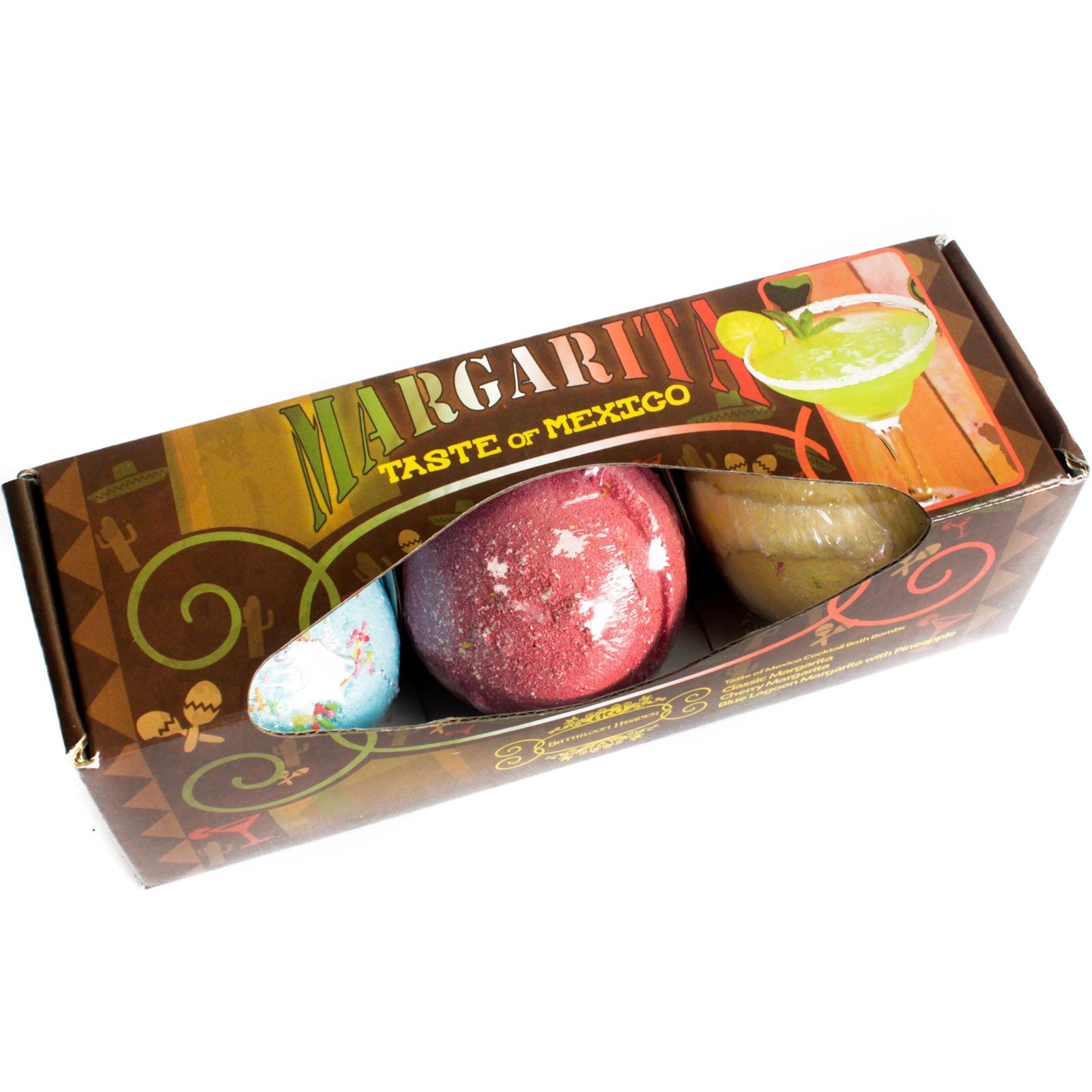 Set of Three Cocktail Bath Bombs - Margarita product packaging on clean background from Quintessential Holistic Health Ltd
