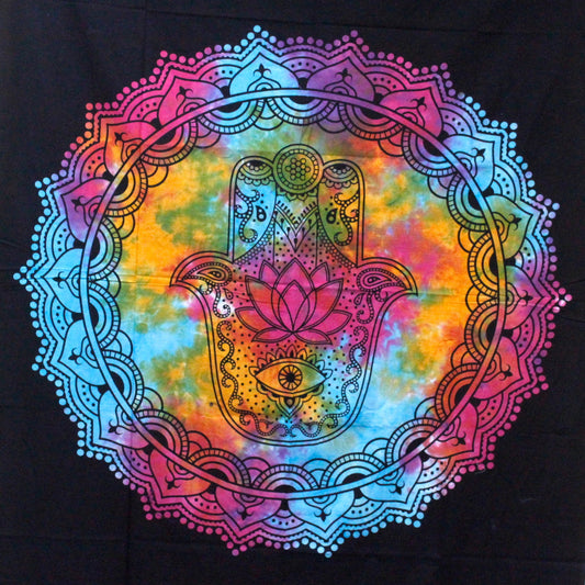 Cotton Wall Hanging or Bedspread - Double - Black Hamsa - main product image from Quintessential Holistic Health Ltd UK