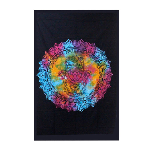 Cotton Wall Hanging or Bedspread - Single - Black Hamsa - main product image from Quintessential Holistic Health Ltd UK
