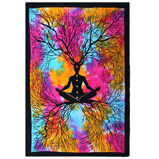 Cotton Wall Hanging or Bedspread - Single - Yoga Tree - main product image from Quintessential Holistic Health Ltd UK