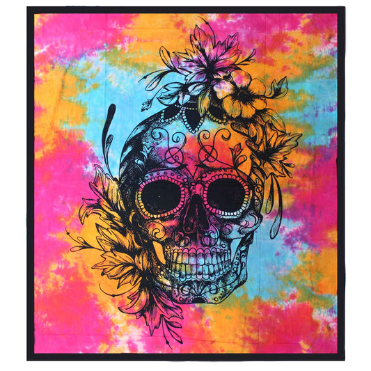 Cotton Wall Hanging or Bedspread - Double - Day of the Dead Skull - main product image from Quintessential Holistic Health Ltd UK