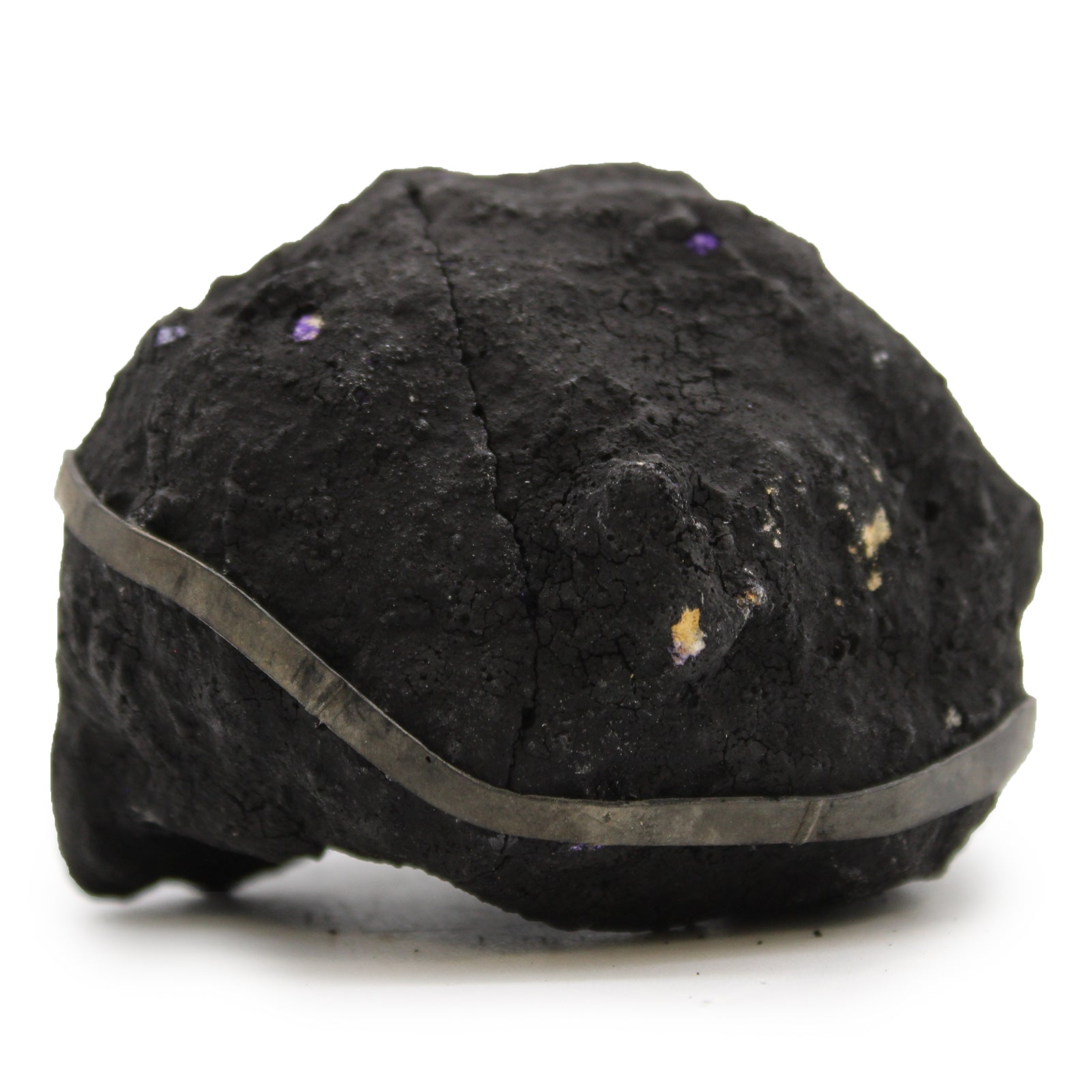 Coloured Natural Calcite Geode - Black Rock / Purple product packaging on clean background from Quintessential Holistic Health Ltd