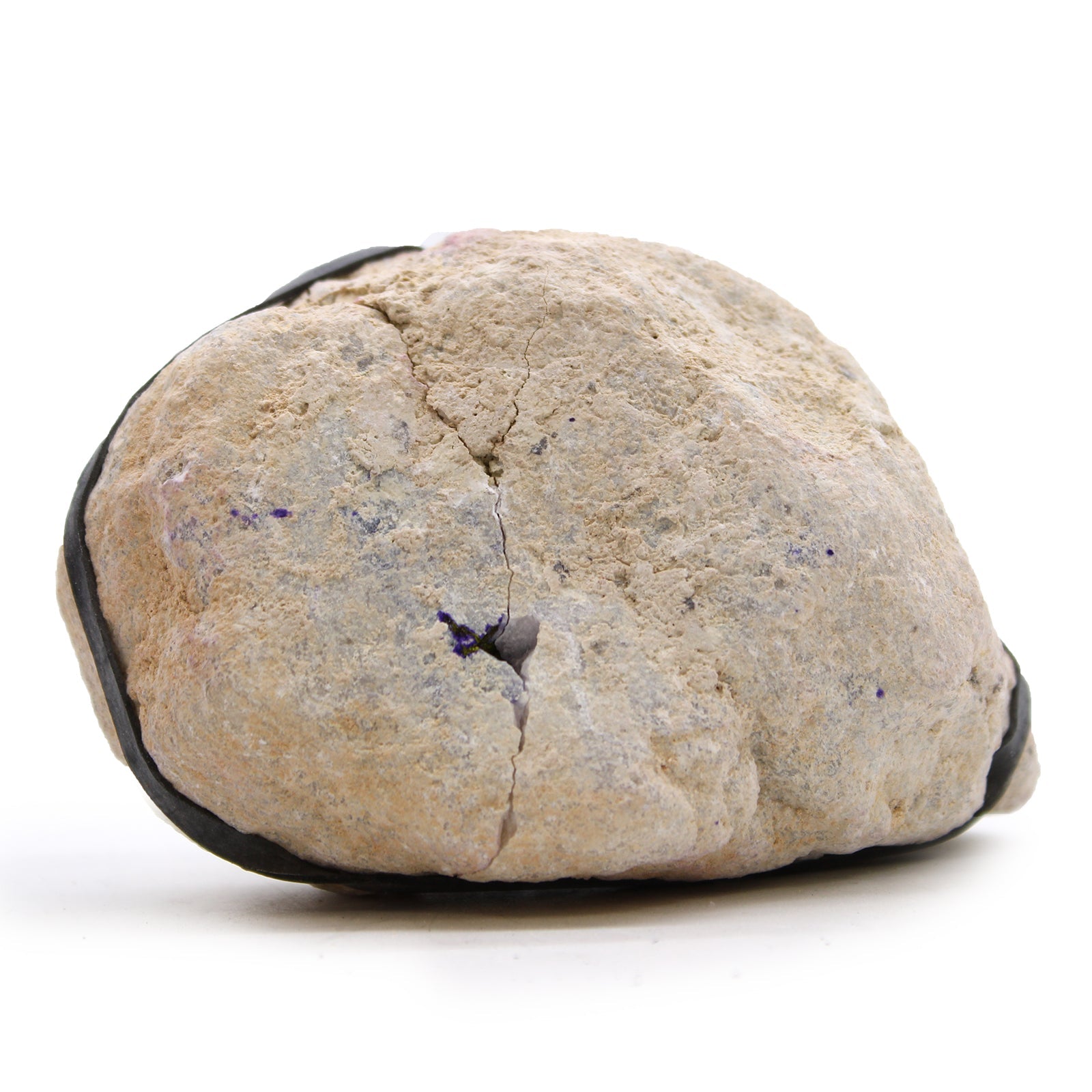 Coloured Natural Calcite Geode - Natural Rock / Purple and Gold product packaging on clean background from Quintessential Holistic Health Ltd