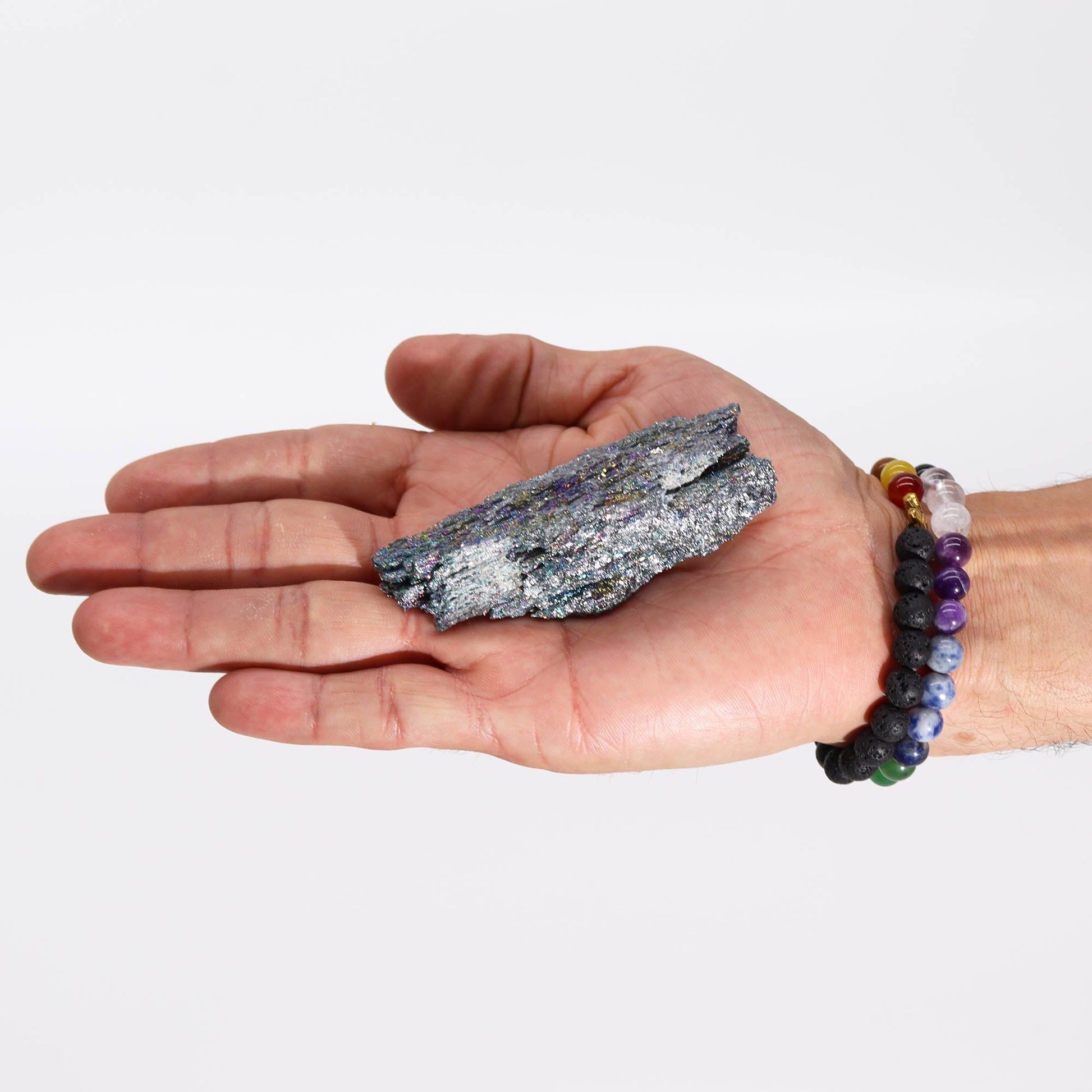 Handcrafted Natural Titanium Stone - Seven Colour Chakra product packaging on clean background from Quintessential Holistic Health Ltd