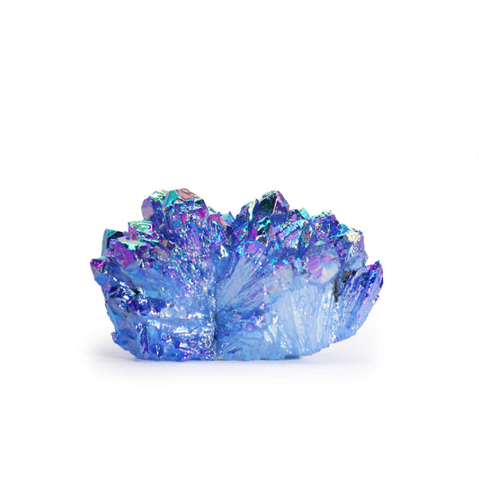 Handcrafted Natural Crystal Quartz - Medium / Aura Aqua Halo product packaging on clean background from Quintessential Holistic Health Ltd