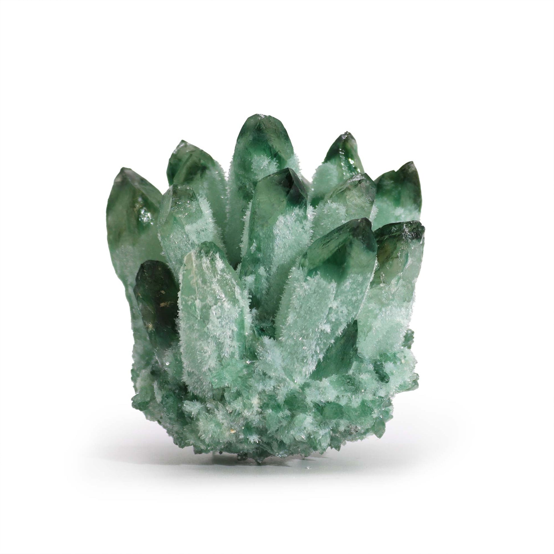 Handcrafted Natural Crystal Quartz - Green Ghost product packaging on clean background from Quintessential Holistic Health Ltd