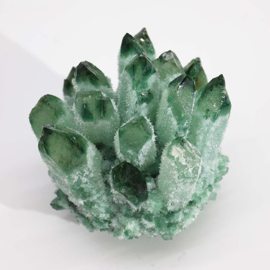 Handcrafted Natural Crystal Quartz - Green Ghost product packaging on clean background from Quintessential Holistic Health Ltd