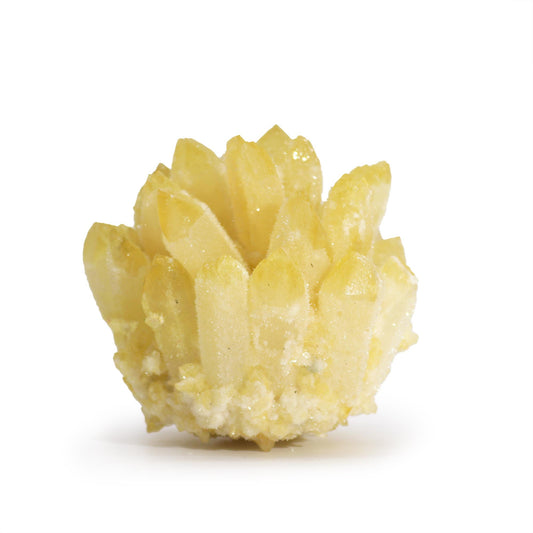 Handcrafted Natural Crystal Quartz - Yellow Ghost product packaging on clean background from Quintessential Holistic Health Ltd