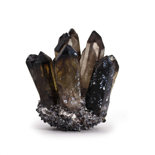 Handcrafted Natural Crystal Quartz - Smoky Ghost product packaging on clean background from Quintessential Holistic Health Ltd