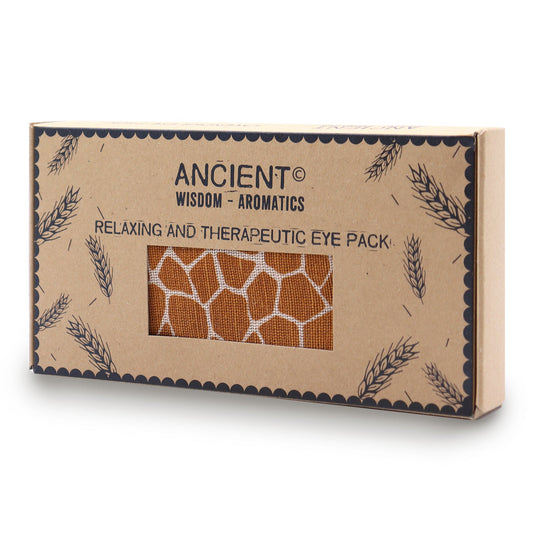 Natural Cotton and Wheat Eye Pillow in Gift Box - Madagascar Giraffe product packaging on clean background from Quintessential Holistic Health Ltd