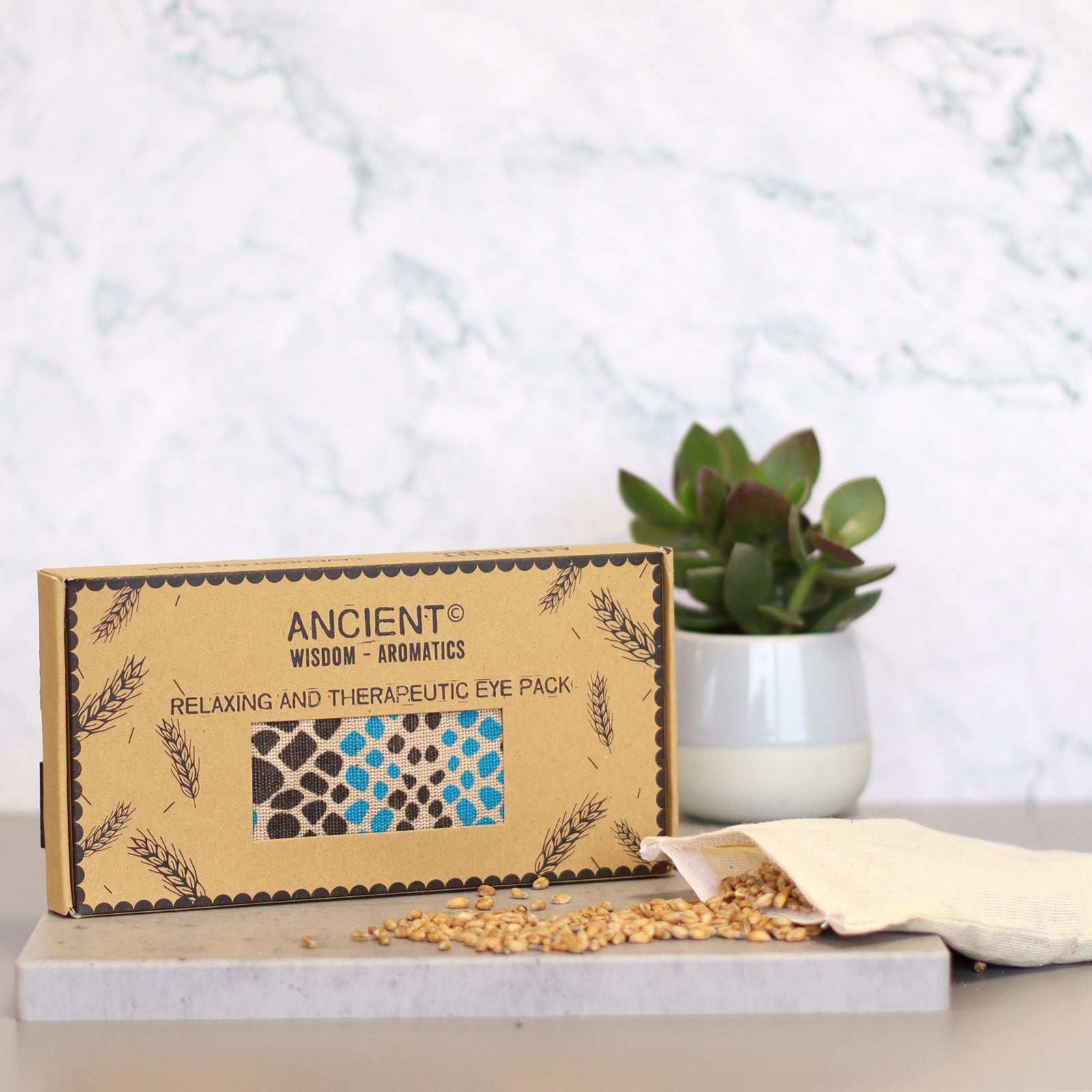 Natural Cotton and Wheat Eye Pillow in Gift Box - Blue Viper product packaging on clean background from Quintessential Holistic Health Ltd