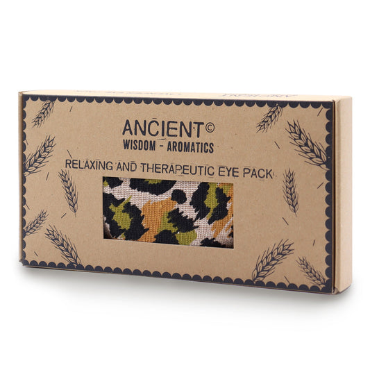 Natural Cotton and Wheat Eye Pillow in Gift Box - Night Leopard product packaging on clean background from Quintessential Holistic Health Ltd