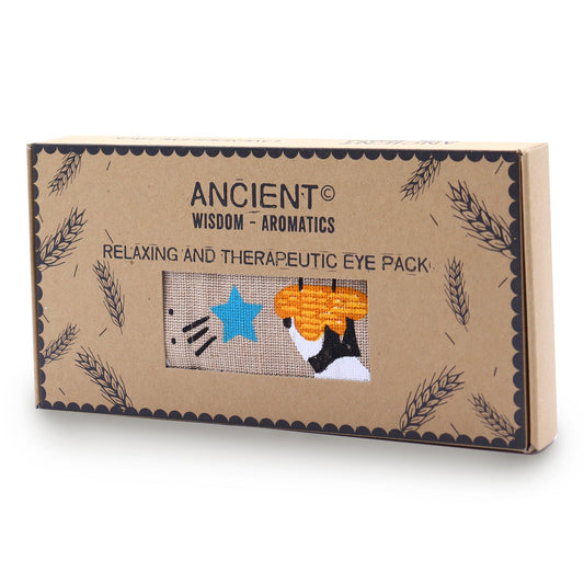 Natural Cotton and Wheat Eye Pillow in Gift Box - Sleepy Lavender Panda product packaging on clean background from Quintessential Holistic Health Ltd