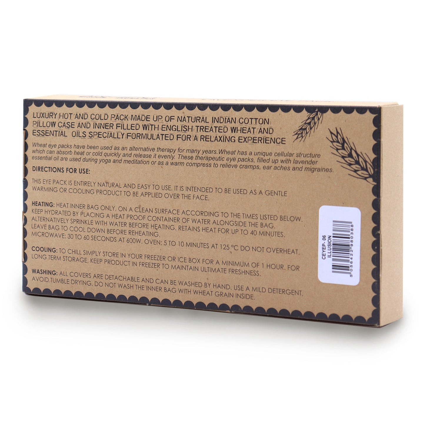 Natural Cotton and Wheat Eye Pillow in Gift Box - Illusion product packaging on clean background from Quintessential Holistic Health Ltd