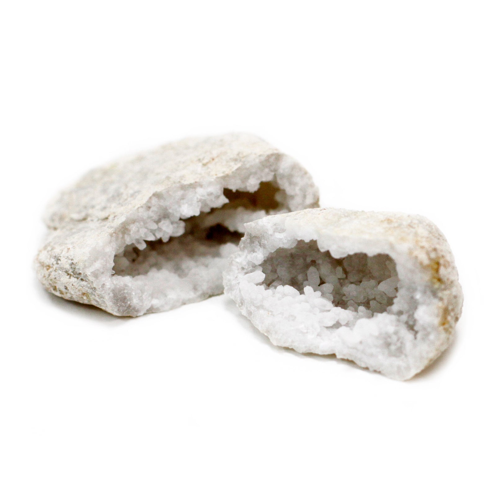 Natural Calcite Geode - Small product packaging on clean background from Quintessential Holistic Health Ltd