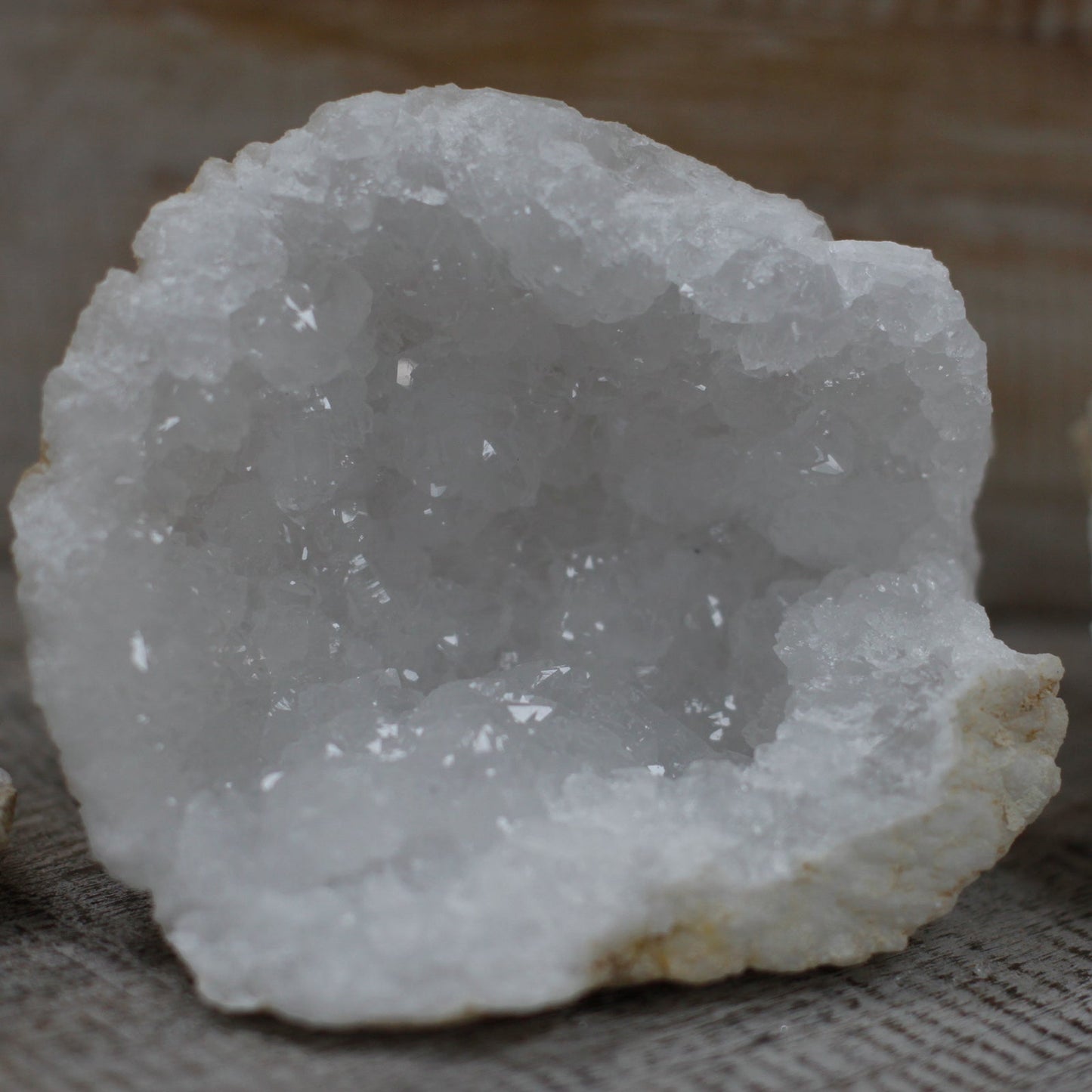 Natural Calcite Geode - Small product packaging on clean background from Quintessential Holistic Health Ltd