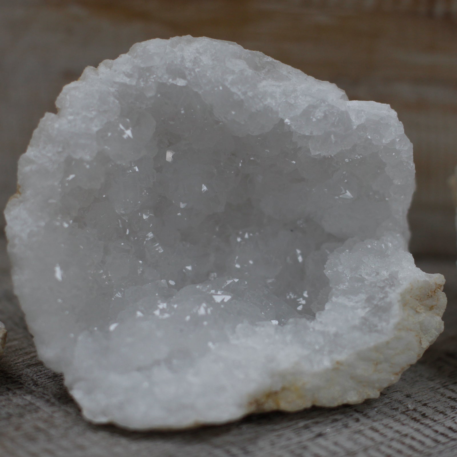 Natural Calcite Geode - Small product packaging on clean background from Quintessential Holistic Health Ltd