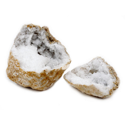 Natural Calcite Geode - Large product packaging on clean background from Quintessential Holistic Health Ltd
