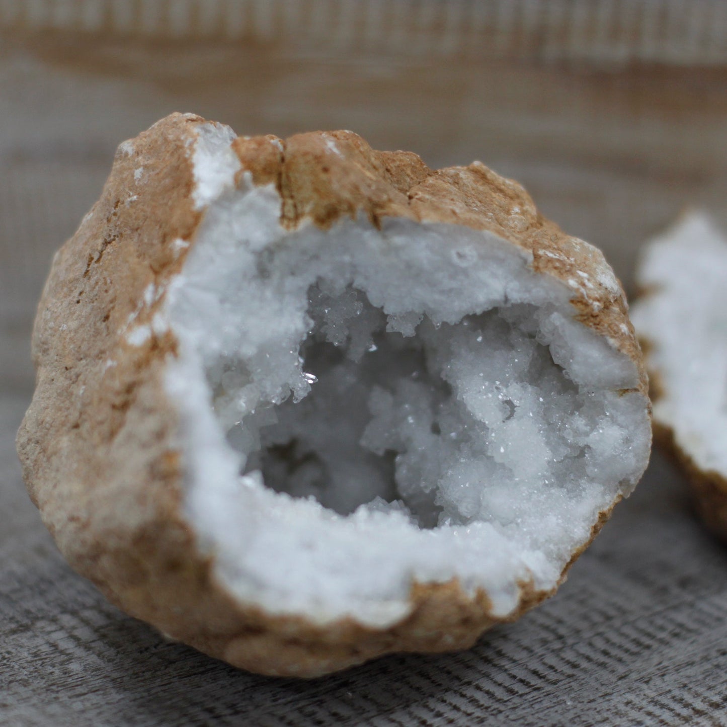 Natural Calcite Geode - Large product packaging on clean background from Quintessential Holistic Health Ltd