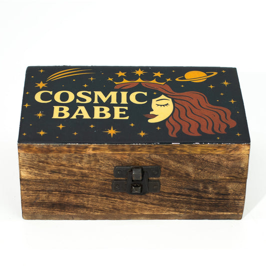 Handcrafted Enamelled Wooden Box - Medium - Rectangular - Cosmic Babe - main product image from Quintessential Holistic Health Ltd UK