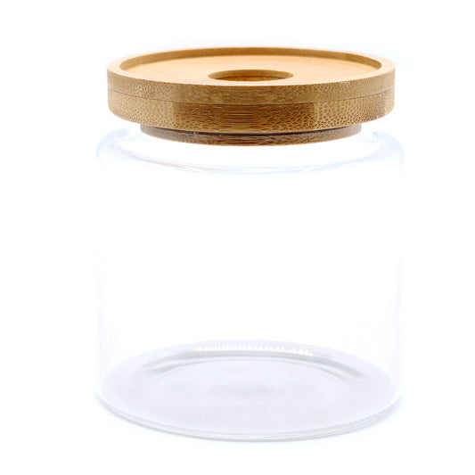 Cottage Bamboo Glass Jar with Bamboo Lid - 10cm - main product image from Quintessential Holistic Health Ltd UK
