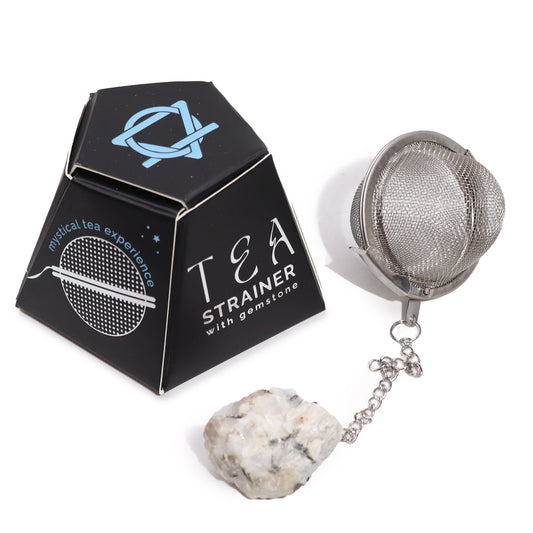 Raw Crystal Gemstone Tea Strainer with Rainbow Moonstone for EMPOWERMENT - main product image from Quintessential Holistic Health Ltd UK