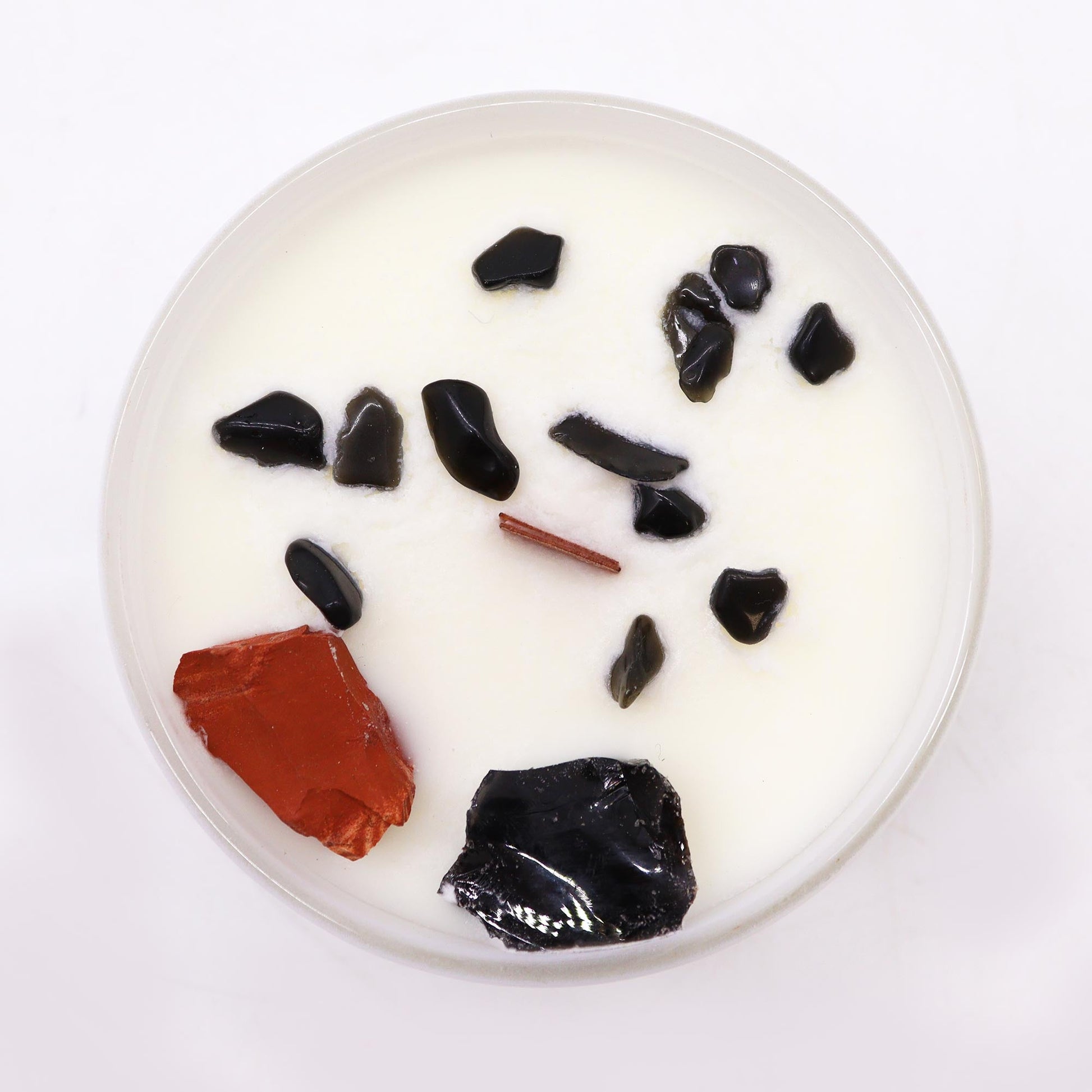 Scented Chakra Crystal and Eco-Friendly Soy Wax Candle - Root Chakra product packaging on clean background from Quintessential Holistic Health Ltd