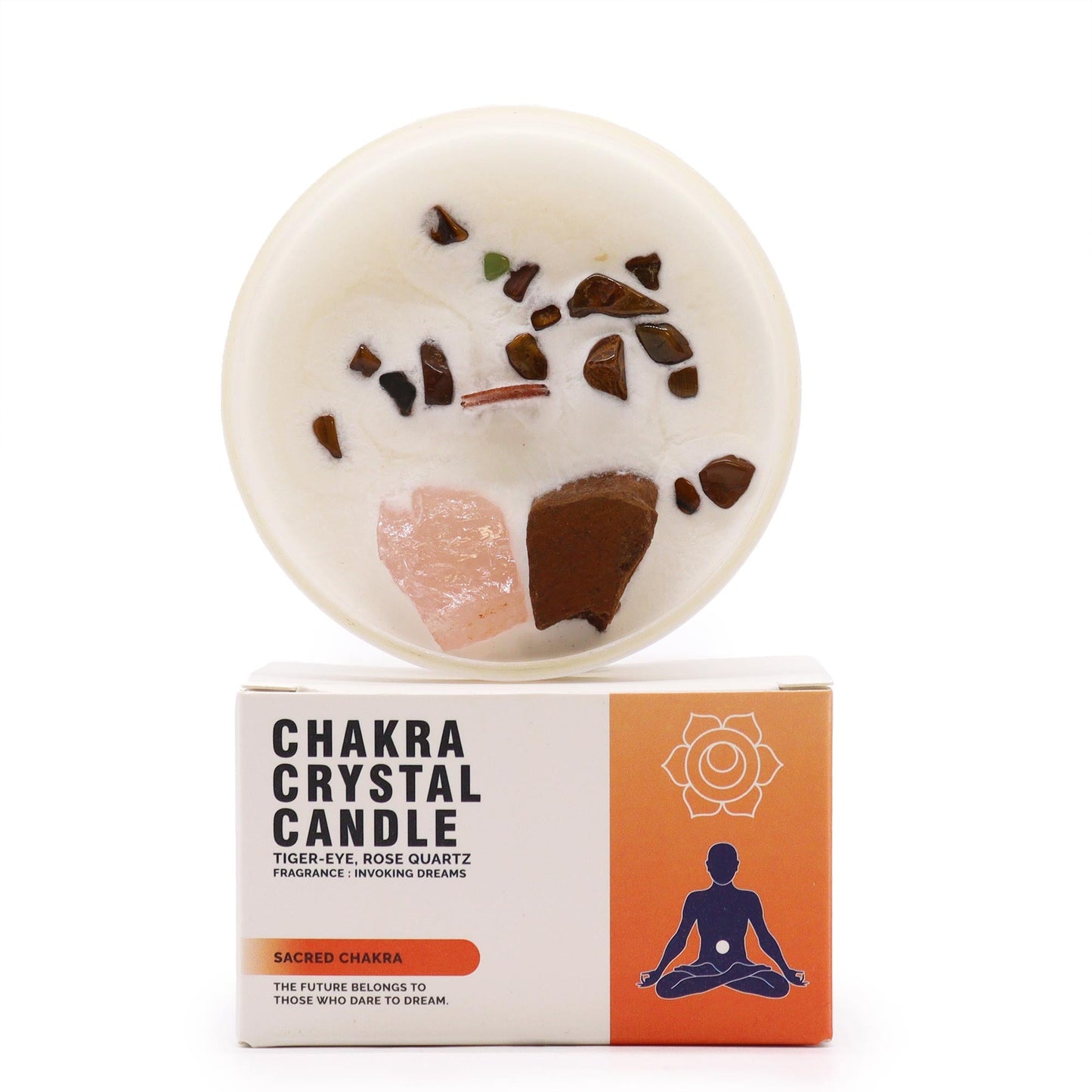 Scented Chakra Crystal and Eco-Friendly Soy Wax Candle - Sacred Chakra product packaging on clean background from Quintessential Holistic Health Ltd