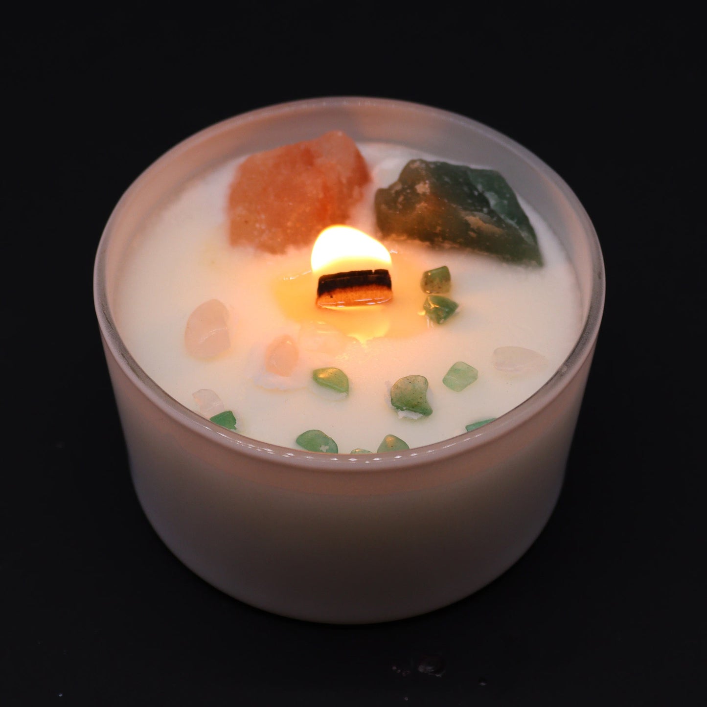 Scented Chakra Crystal and Eco-Friendly Soy Wax Candle - Heart Chakra product packaging on clean background from Quintessential Holistic Health Ltd