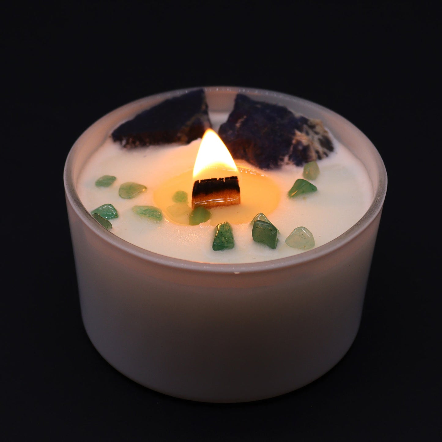 Scented Chakra Crystal and Eco-Friendly Soy Wax Candle - Throat Chakra product packaging on clean background from Quintessential Holistic Health Ltd
