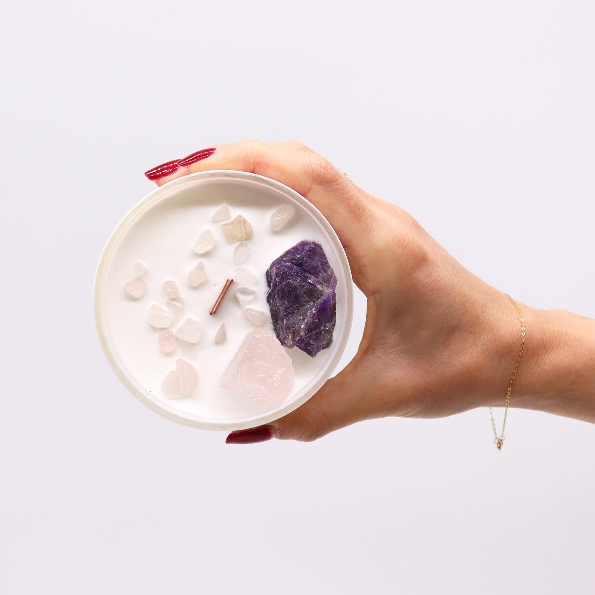 Scented Chakra Crystal and Eco-Friendly Soy Wax Candle - Third Eye Chakra product packaging on clean background from Quintessential Holistic Health Ltd