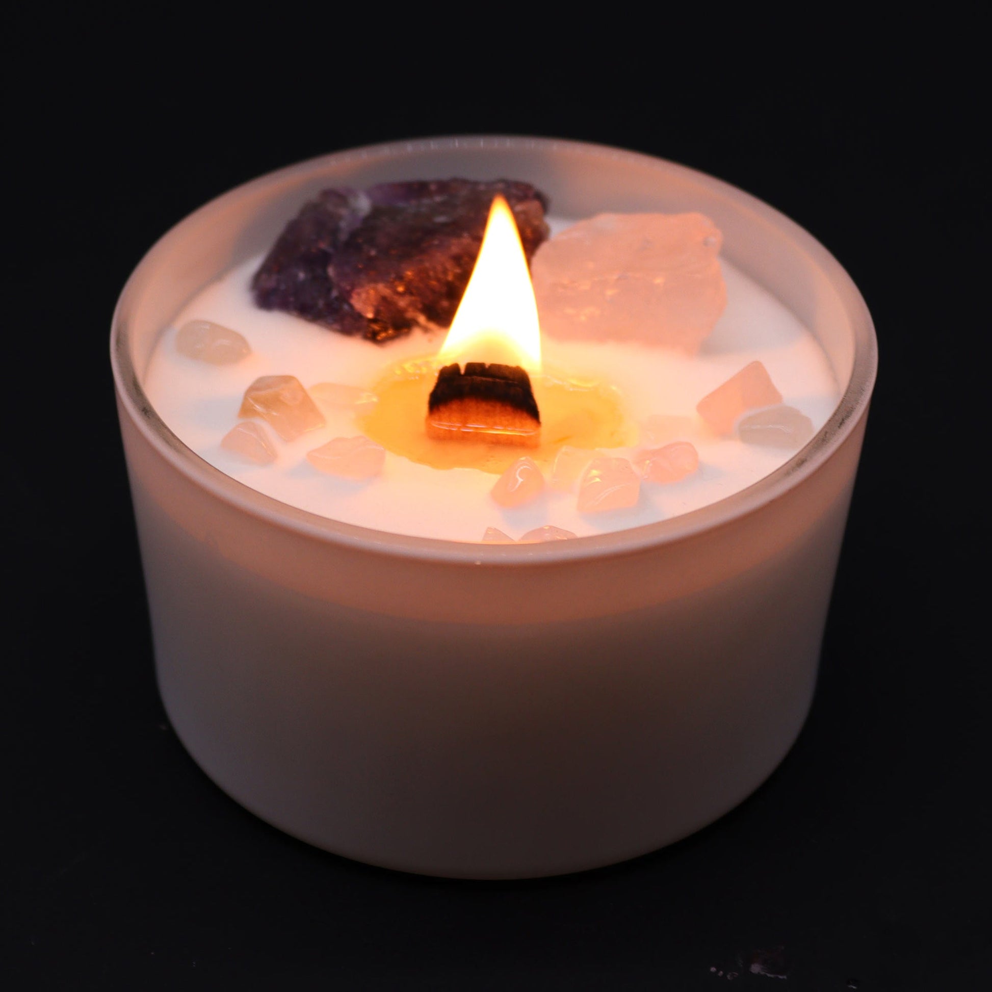 Scented Chakra Crystal and Eco-Friendly Soy Wax Candle - Third Eye Chakra product packaging on clean background from Quintessential Holistic Health Ltd