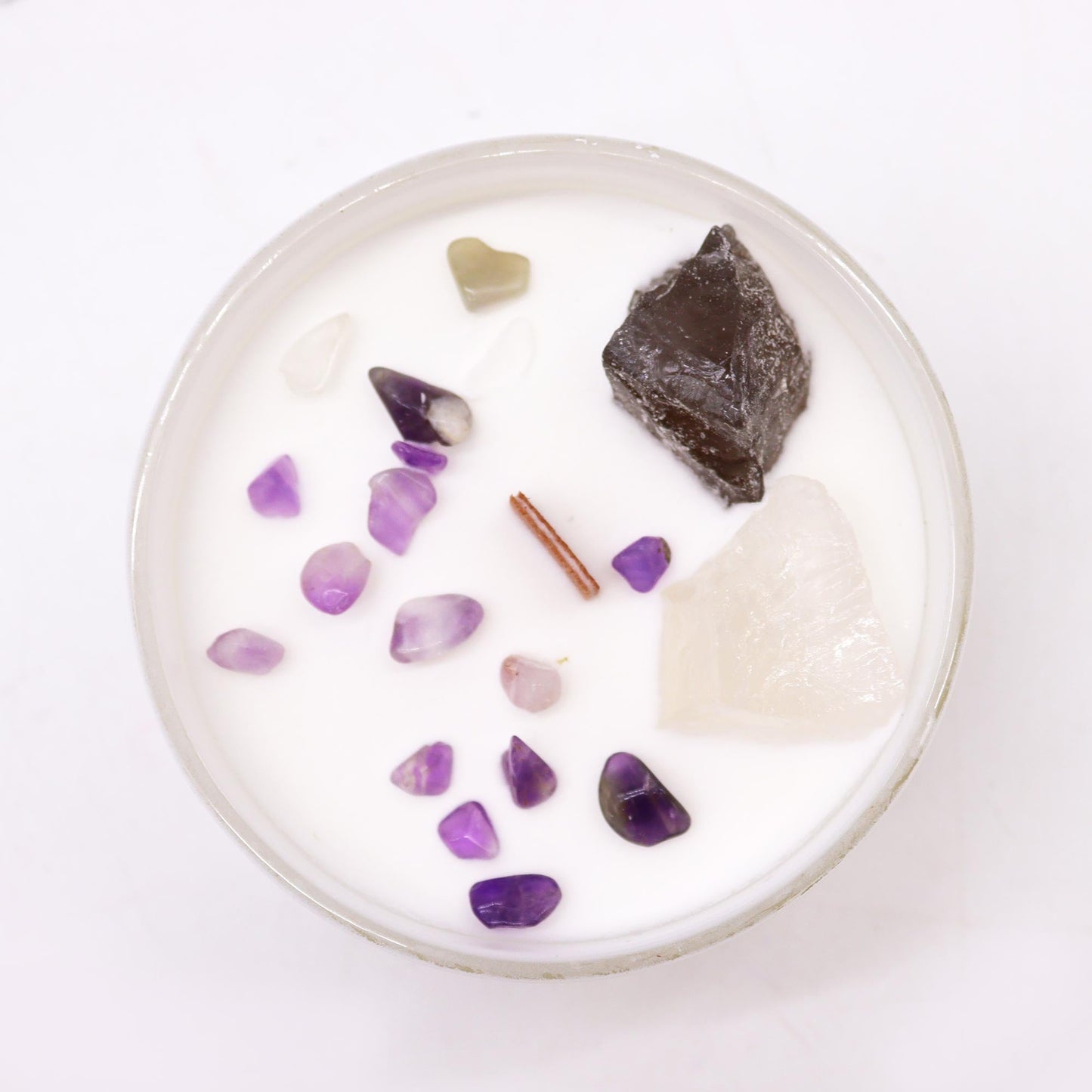 Scented Chakra Crystal and Eco-Friendly Soy Wax Candle - Crown Chakra product packaging on clean background from Quintessential Holistic Health Ltd