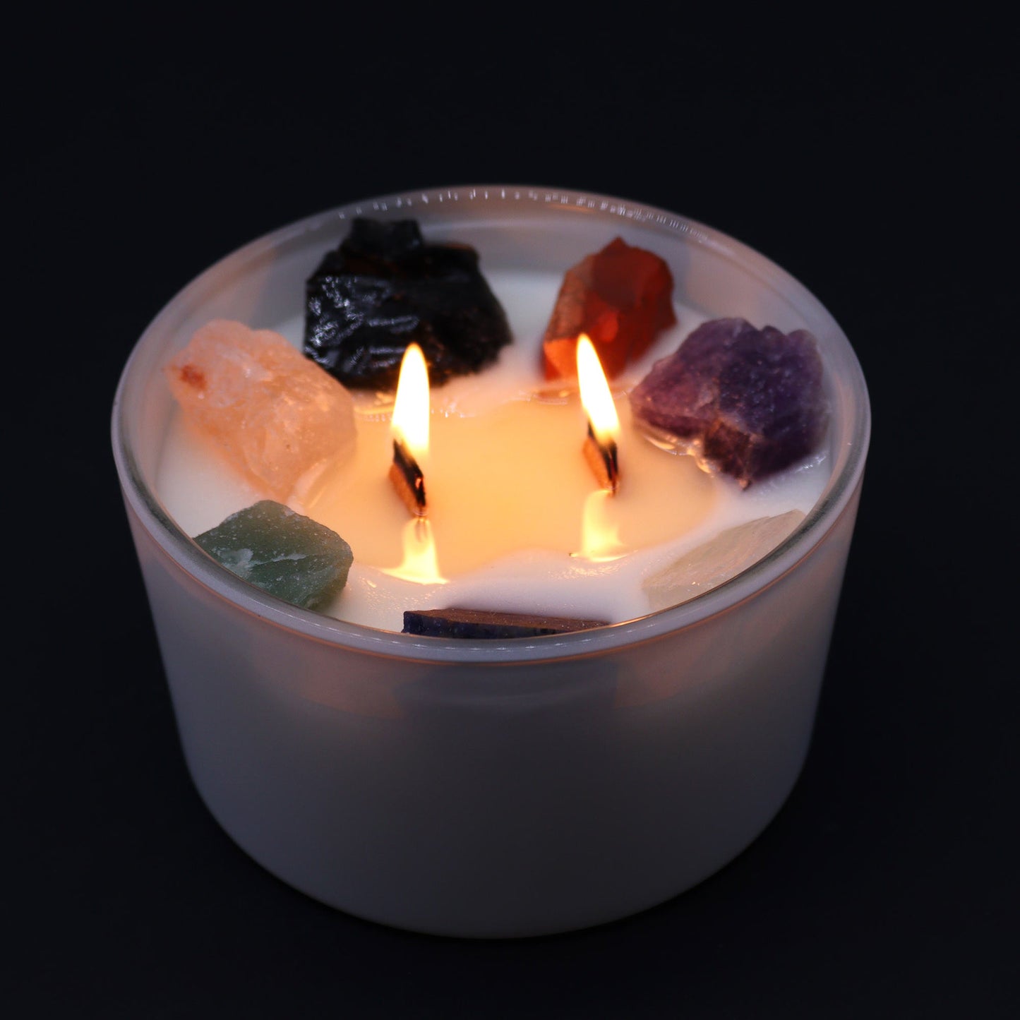 Scented Chakra Crystal and Eco-Friendly Soy Wax Candle - Large / Seven Chakra product packaging on clean background from Quintessential Holistic Health Ltd