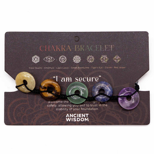 Chakra String Bracelet - Large Doughnuts product packaging on clean background from Quintessential Holistic Health Ltd
