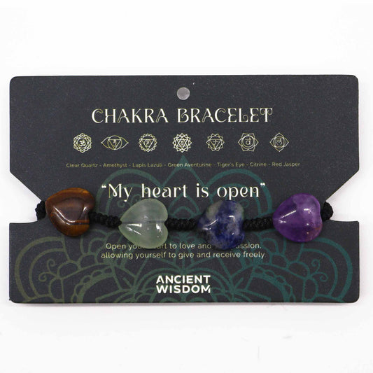 Chakra String Bracelet - Hearts product packaging on clean background from Quintessential Holistic Health Ltd