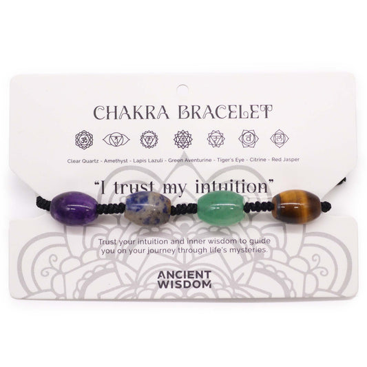 Chakra String Bracelet - Beads product packaging on clean background from Quintessential Holistic Health Ltd