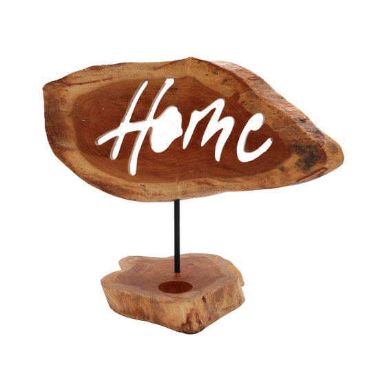 Handmade Wooden Tea Light Candle Holder Sign - Home product packaging on clean background from Quintessential Holistic Health Ltd