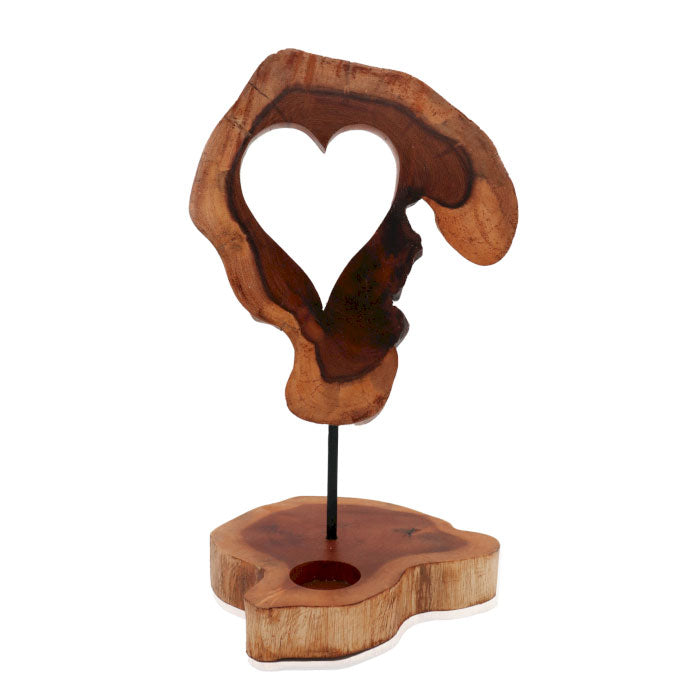 Handmade Wooden Tea Light Candle Holder Sign - Heart product packaging on clean background from Quintessential Holistic Health Ltd