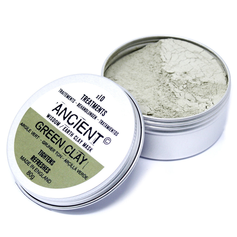 80g Natural Clay Face Mask - Green Illite Clay product packaging on clean background from Quintessential Holistic Health Ltd