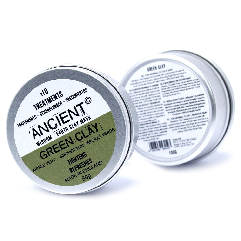 80g Natural Clay Face Mask - Green Illite Clay product packaging on clean background from Quintessential Holistic Health Ltd