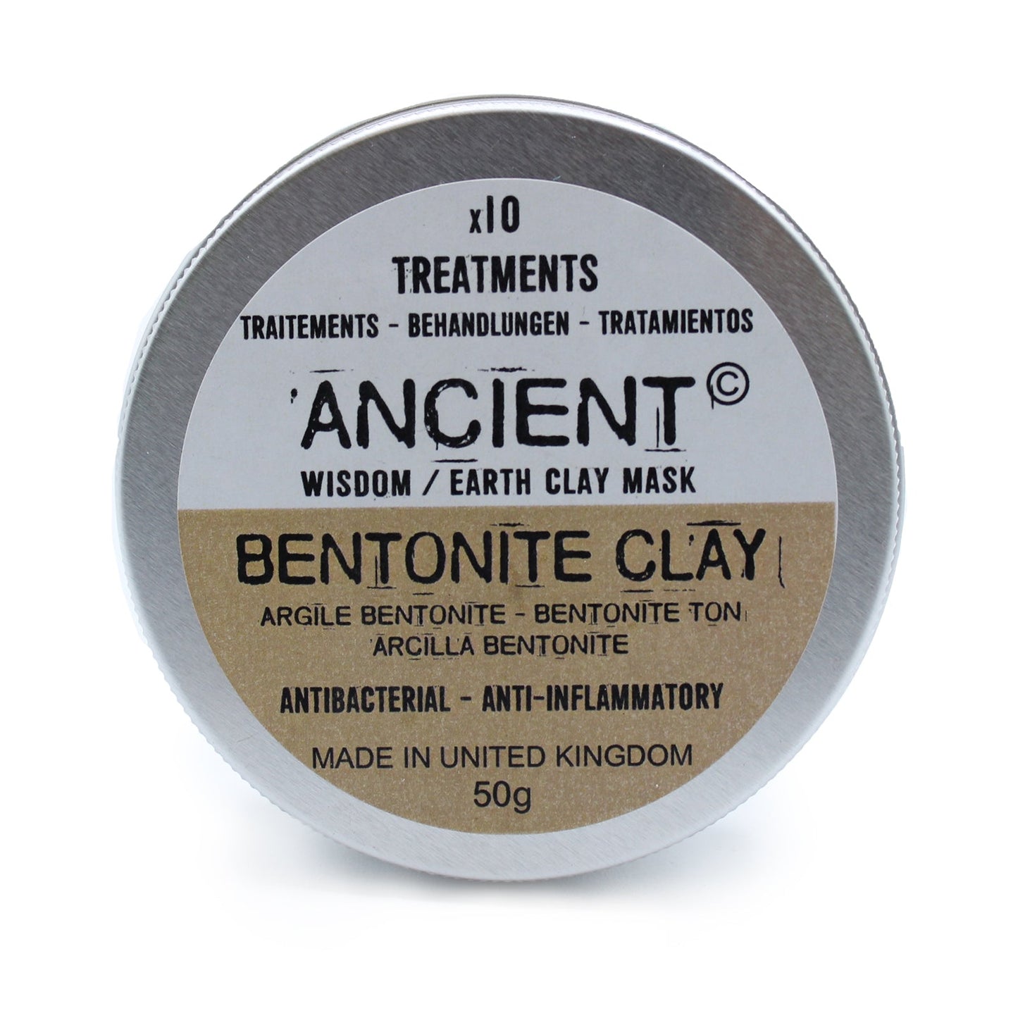 50g Natural Clay Face Mask - Bentonite Clay product packaging on clean background from Quintessential Holistic Health Ltd