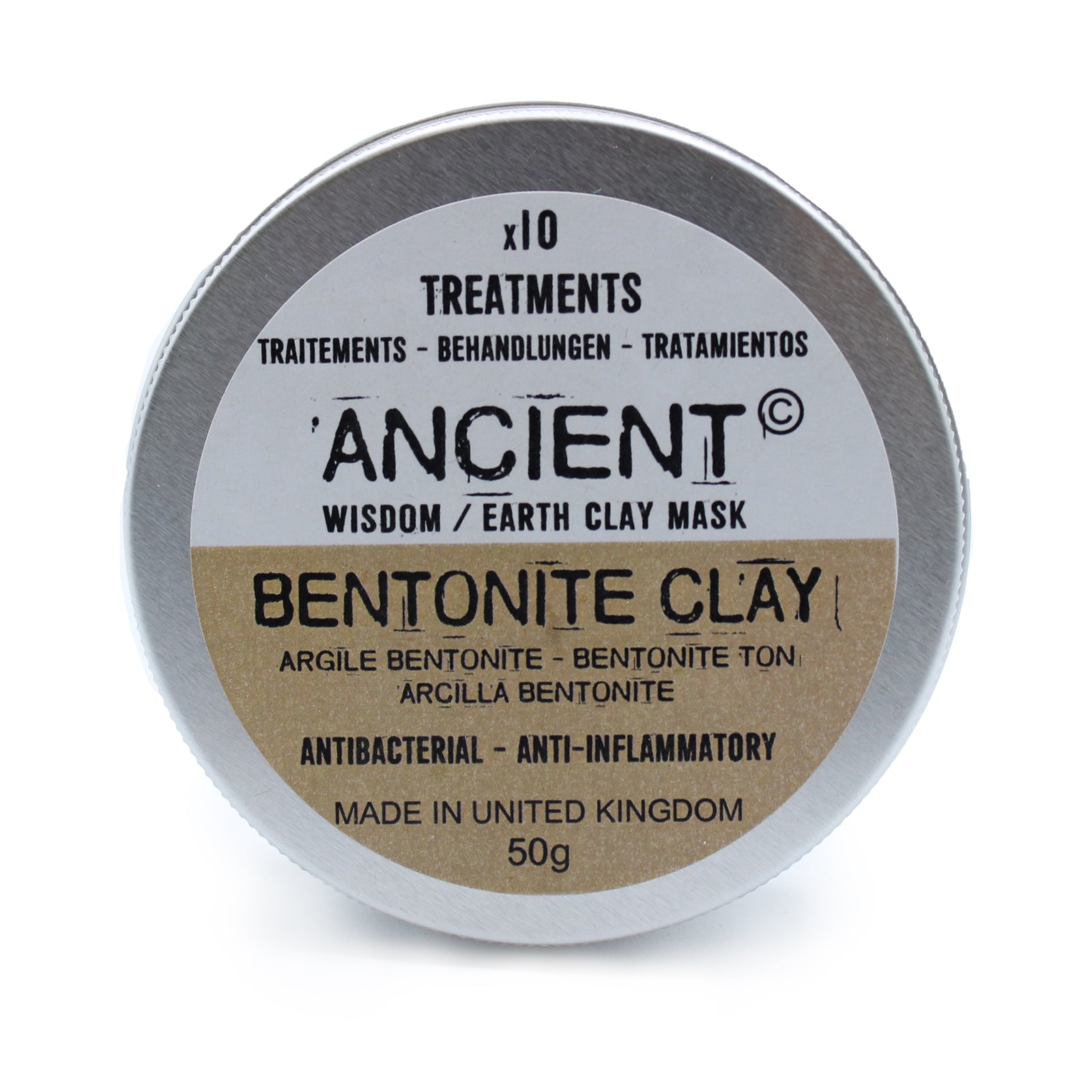 50g Natural Clay Face Mask - Bentonite Clay product packaging on clean background from Quintessential Holistic Health Ltd