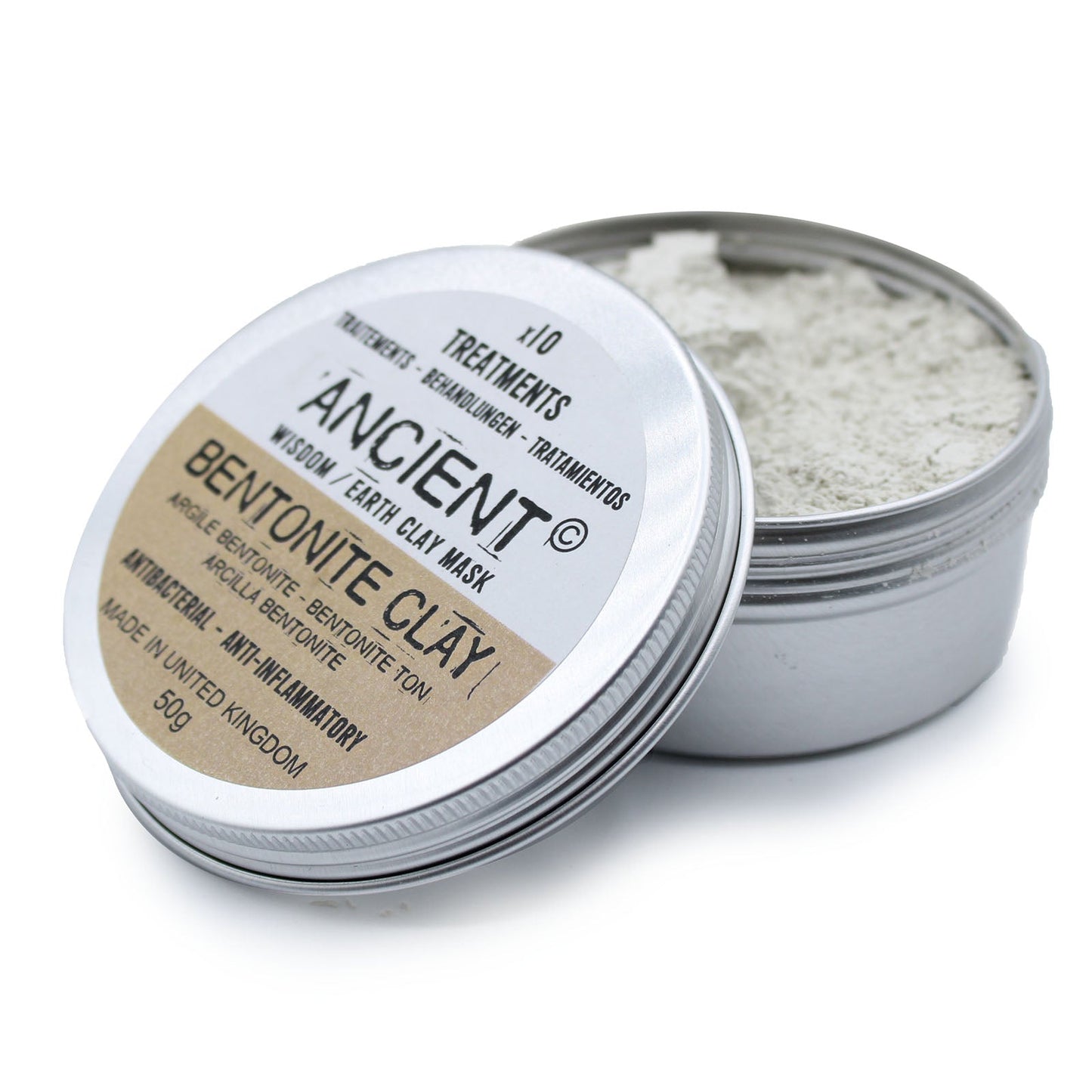 50g Natural Clay Face Mask - Bentonite Clay product packaging on clean background from Quintessential Holistic Health Ltd