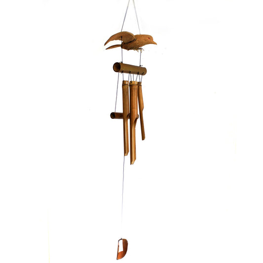 Handcrafted Coconut Shell and Bamboo Wind Chime - Blackbird - main product image from Quintessential Holistic Health Ltd UK